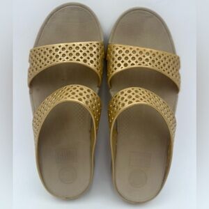 FitFlop Women's Slide Sandals Microwobbleboard Gold color Size 10